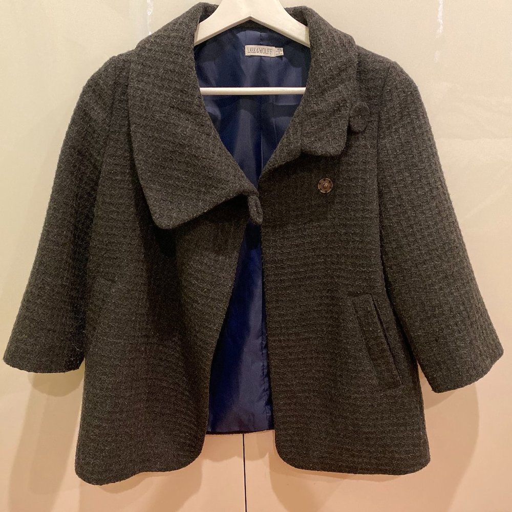 Grey asymmetrical cropped jacket XS